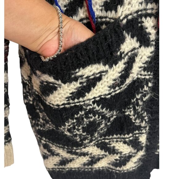 Isabel Marant H&M XS Wool Alpaca Oversized Fringe Chunky Cardigan Sweater Zip-Up - Picture 6 of 11